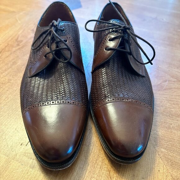 Mezlan Brown Leather Dress shoes, Herringbone, Size 9.5